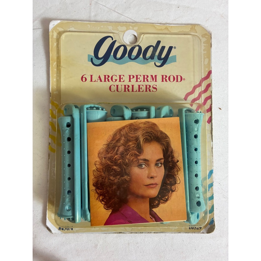 Vintage Goody 6 Large Perm Rod Curlers Blue 1991 Hair Rollers 430/4 Retro Set